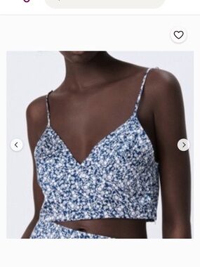 Zara Blue Floral Cropped Cami Top